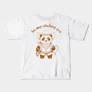 Funny Cowboy Panda Graphic Design - Western Frontier Spirit Animal Shirt - Vintage Style Rodeo Kids T-Shirt